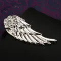 Fermacravatta metallo ala rosa argento accessorio abito affari moda uomo donna spilla elegante - Elfo Alato Argento Fermacravatta (Scatola Regalo)