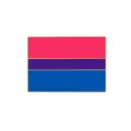 Enamel pin featuring bisexual pride flag design with gold trim, colorful metal brooch badge. - Rectangular Flag Style