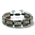 Synthetischer Stein Zylinderperlen gewebtes Herrenarmband mit verstellbarer Kordel. - Shoushan-Stein-Stil (BZB1108) / Shoushan-Stein