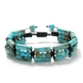 Herren Türkis Stil künstlicher Stein mehrreihiges geflochtenes Armband blau Variante - Hellblauer Kaiserstein-Stil (BZB1108) / Hellblauer Kaiserstein