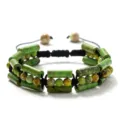 Grüner Stein mehrreihig zylindrisch perlen verstellbar geflochten armband für herren - Grüner Kaiserstein