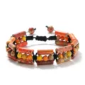 Herren Mehrreihige Bunte Perlen Stein Armband Verstellbare Gewebte Seil Mode Schmuck - Orangefarbener Kaiserstein