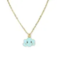 Gold-plated chain necklace featuring a cute light blue smiling cloud pendant for women. - Gold Chain / Blue Cloud