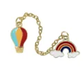 Creative rainbow cloud chain alloy set hot air balloon brooch cute metal badge jewelry - Sky Blue