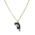 Cute black and white cat pendant gold color chain necklace for women fashion daily wear. - Black Cat
