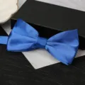 Men's royal blue double-layer satin bow tie for formal wedding party and business suits - Royal Blue Glossy Bowtie
