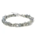 Bracelet ou chevillère en pierres naturelles de labradorite avec chaîne réglable. - Pierre de Lune Grise (BZB2001)