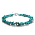 Bracelet de Cheville en Pierre Turquoise Été Vacances Fermoir Métallique Réglable - Turquoise Bleue (BZB2001)