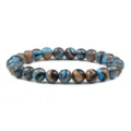 Bracelet elastique en perles de pierre rayees colorees bijoux ronds elegants pour femmes - Bleu (8mm)
