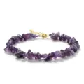 Bracelet en pierre de cristal d'améthyste violette naturelle avec fermoir doré pour l'été - Améthyste Foncée (BZB2001)