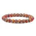 Bracelet élastique en perles rondes à rayures multicolores, style tourbillon vibrant. - Arc-en-ciel (8mm)