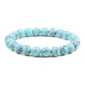 Bracelet en perles de turquoise bracelet de pierre gemme élastique mode pour femmes hommes - 8mm / 17cm / Bleu clair