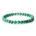 Bracelet de perles en malachite rayée verte, variante de bijou élastique élégant. - Vert Clair (6mm)