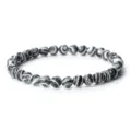 Bracelet elastique en perles de pierre rayees noir et blanc bijou de mode elegant. - Gris (6mm)