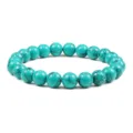 Bracelet extensible en perles de turquoise, bijoux de mode en pierre colorée. - 8mm / 17cm / Vert