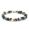 Bracelet et chevillère en pierres irrégulières multicolores avec chaîne de rallonge. - Pierre Colorée (BZB2001)