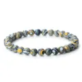 Bracelet élastique en perles de pierre rayées colorées, bijoux de poignet tendance. - Jaune (6mm)