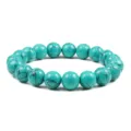 Bracelet extensible en perles de turquoise avec veines noires, bijou en pierre tendance. - 10mm / 17cm / Vert