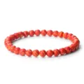 Bracelet extensible en perles de pierre rondes rayées rouges pour femme mode bijoux - Orange (6mm)