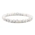 Bracelet Élastique En Perles De Pierre Howlite Blanche Motif De Marbre Naturel Bijou - 6mm / 17cm / Howlite à Lignes Noires