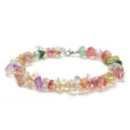Bracelet de pierres naturelles concassées colorées chevillère réglable plage été - Pierre Colorée Craquelée (BZB2001)