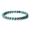 Bracelet elastique en perles de pierre rayees colorees pour femmes hommes mode bijoux - Bleu Clair (6mm)