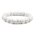 Variante de bracelet élastique en perles de howlite blanche pour un style décontracté quotidien. - 10mm / 17cm / Howlite à Lignes Noires