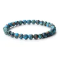 Bracelet en perles de pierre rayee bleu et marron bracelet extensible rond pour tous les jours. - Bleu (6mm)