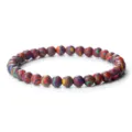 Bracelet élastique en perles de pierre rondes rayées colorées, bijou tendance polyvalent. - Arc-en-ciel (6mm)