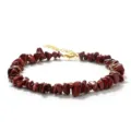 Bracelet en pierre naturelle rouge concassée fermoir doré réglable bijoux bohème - Jaspe Rouge (BZB2001)