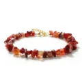 Bracelet en pierre gemme irrégulière avec chaîne dorée ajustable, bijoux de plage. - Pierre Rouge Clair (BZB2001)