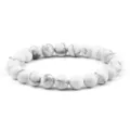 Bracelet extensible en perles de pierre turquoise blanche, bijou naturel rond pour femmes. - 8mm / 19cm / Blanc