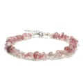 Bracelet ou chevillere reglable en pierre de cristal rose, bijou de vacances plage ete. - Quartz Fraise (BZB2001)