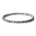Bracelet élastique en perles de pierre rayées noir et blanc bijou de mode polyvalent chic - Gris (4mm)