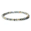 Bracelet de perles rayées colorées perles de pierre rondes élastiques bijoux de mode - Jaune (4mm)