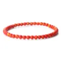 Bracelet élastique en perles de pierre rayées colorées, accessoire de mode polyvalent. - Orange (4mm)