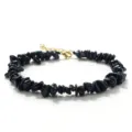 Bracelet de Cheville en Pierre de Sable Bleue Fermoir Doré Réglable Bijou de Vacances d'Été - Rivière d'Or Bleue (BZB2001)