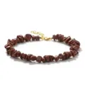 Bracelet ou chevillère en pierres naturelles concrètes marron avec chaîne dorée réglable d'été. - Rivière d'Or (BZB2001)