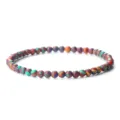 Bracelet elastique en perles de pierre rayees colorees bijoux de mode polyvalents - Arc-en-ciel (4mm)