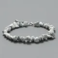 Bracelet en pierre concassée blanche naturelle chaîne réglable style plage été bijoux - Turquoise Blanche (BZB2001)