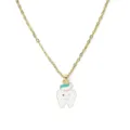 Graziosa collana con catena in oro e ciondolo a forma di dentino, gioiello smaltato alla moda. - Dente Bianco