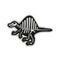 Black and white alloy dinosaur skeleton brooch variant, creative animal enamel pin accessory. - Style F (BH2058)