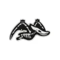Black and white alloy dinosaur skeleton brooch pin, creative pterodactyl enamel badge accessory item. - Style J (BH2058)