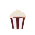 Cute popcorn enamel pin badge, red and white striped food brooch for clothing and bags. - Popcorn