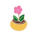 Simpatica spilla smaltata con fiore in vaso di cartone animato distintivo pianta in lega - Piccolo Floreale