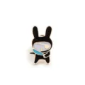 Jolie broche émaillée de lapin ninja noir, insigne de dessin animé en métal pour sacs. - Lapin Ninja