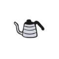 Detailed view of a charming kettle shaped enamel pin, perfect for coffee and tea lovers. - Gooseneck Kettle Style (BH048)