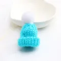 Mini blue knitted hat brooch pendant, cute wool ball decoration for clothes and bags. - Sky Blue
