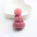 Mini pink knitted hat brooch pom-pom cute bag pendant clothing decoration accessory fashion item - Dark Rose Red