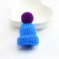 Mini knitted hat pendant brooch cute wool pom-pom accessory for bags and clothes decor - Blue